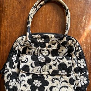 Vera Bradley Black and Cream Floral Shoulder Bag